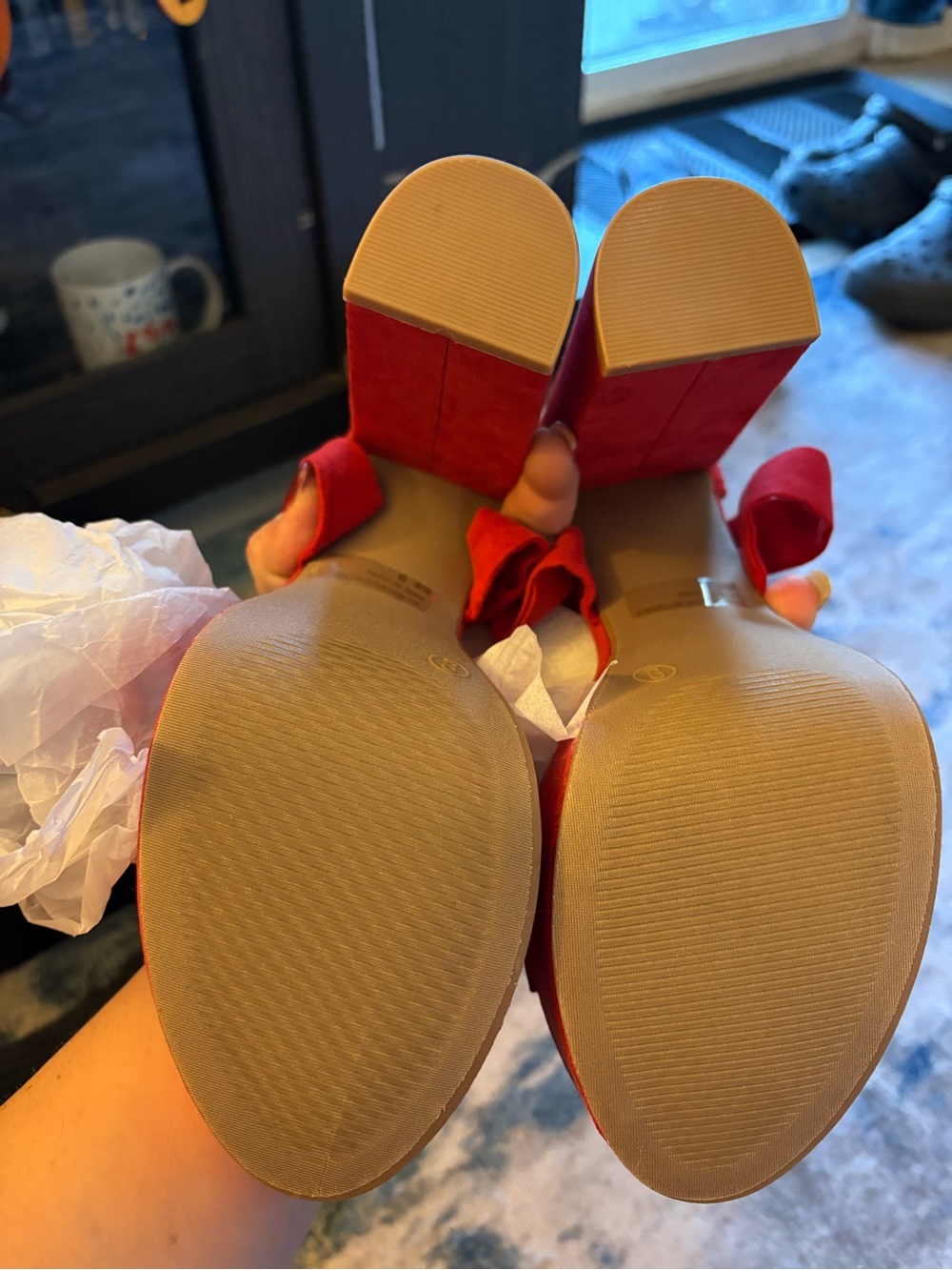 Fashion Nova Red Block Heel Sandals